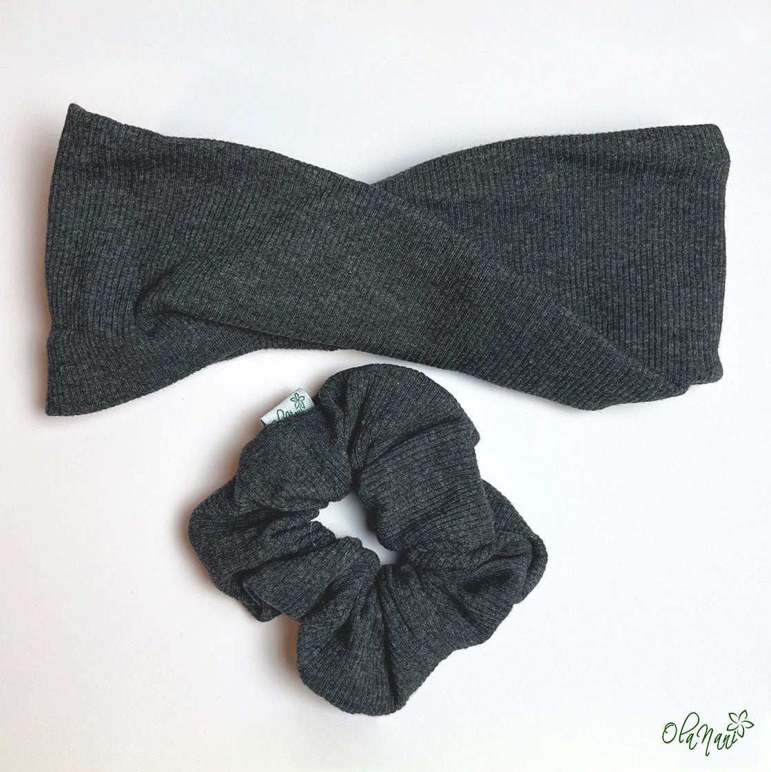 Scrunchie & Haarband twisted Set • Grau dunkel