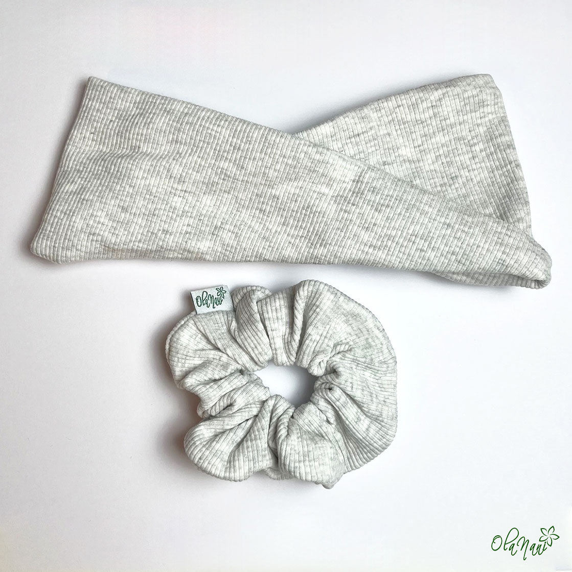 Scrunchie & Haarband twisted Set • Grau hell