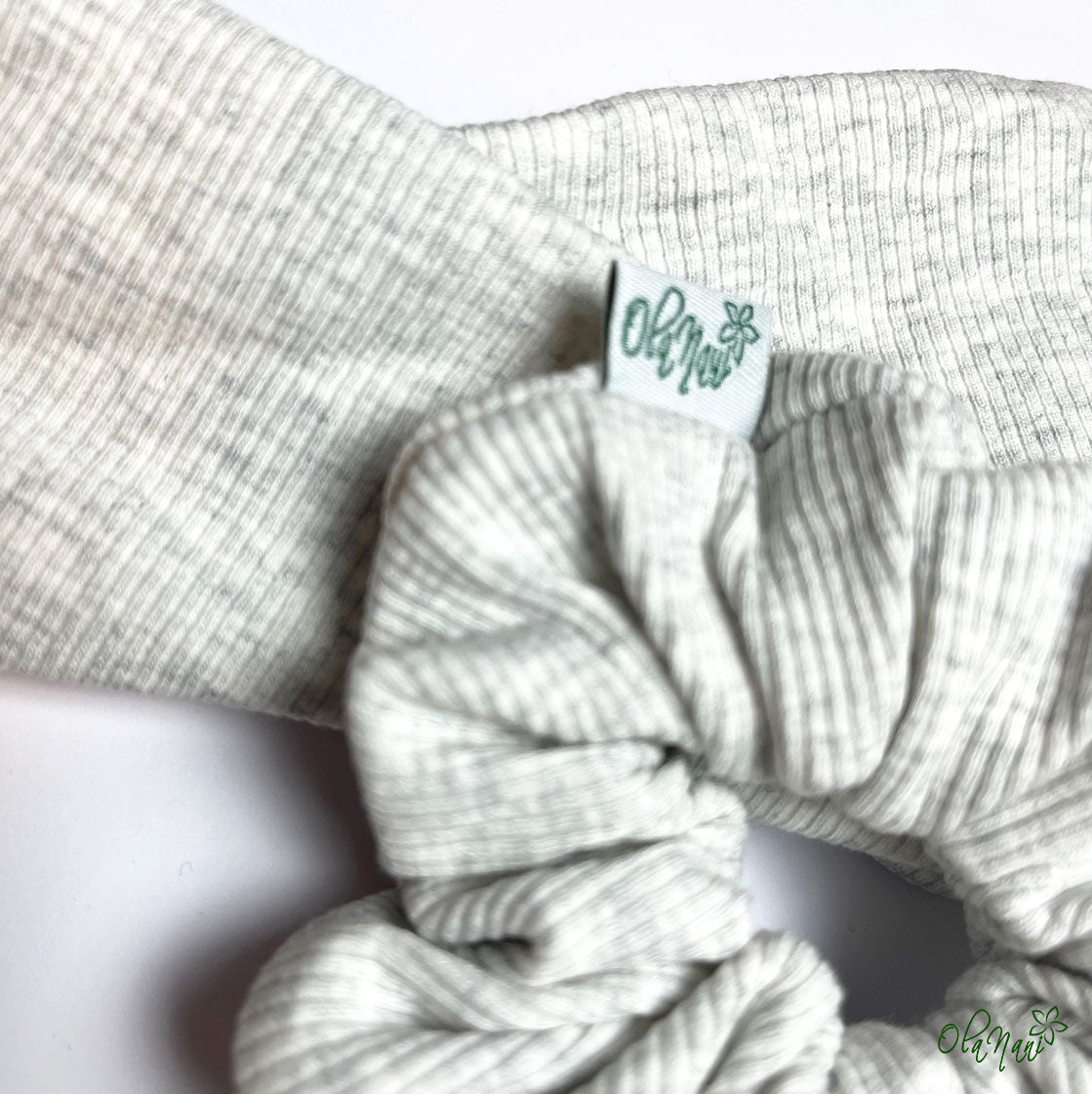 Scrunchie & Haarband twisted Set • Grau hell