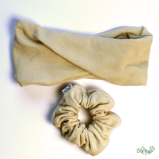 Scrunchie & Haarband twisted Set • Beige