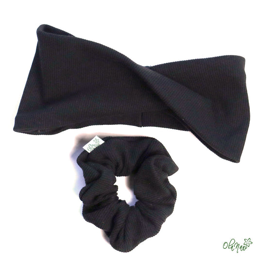 Scrunchie & Haarband twisted Set • Schwarz